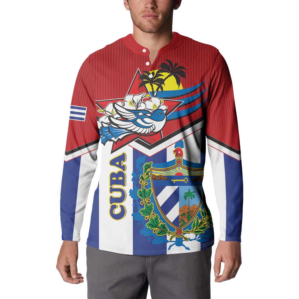 Cuba Independence Day Button Sweatshirt Cuban Trogon Mix Hedychium Coronarium - Wonder Print Shop
