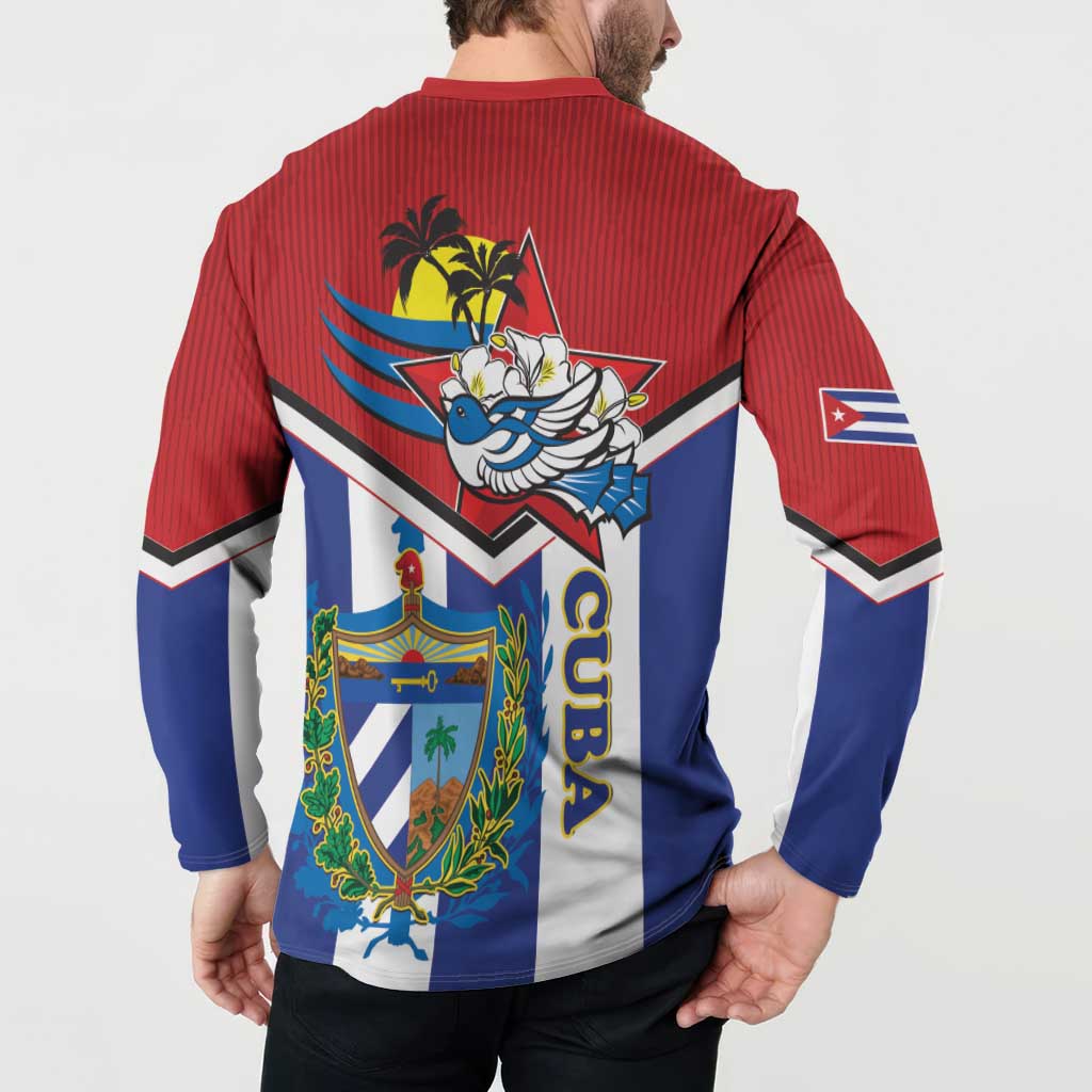 Cuba Independence Day Button Sweatshirt Cuban Trogon Mix Hedychium Coronarium - Wonder Print Shop