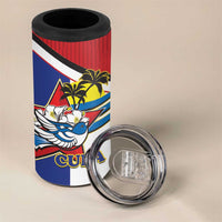 Cuba Independence Day 4 in 1 Can Cooler Tumbler Cuban Trogon Mix Hedychium Coronarium - Coat Of Arms Style - Wonder Print Shop