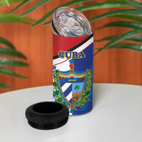 Cuba Independence Day 4 in 1 Can Cooler Tumbler Cuban Trogon Mix Hedychium Coronarium - Coat Of Arms Style - Wonder Print Shop
