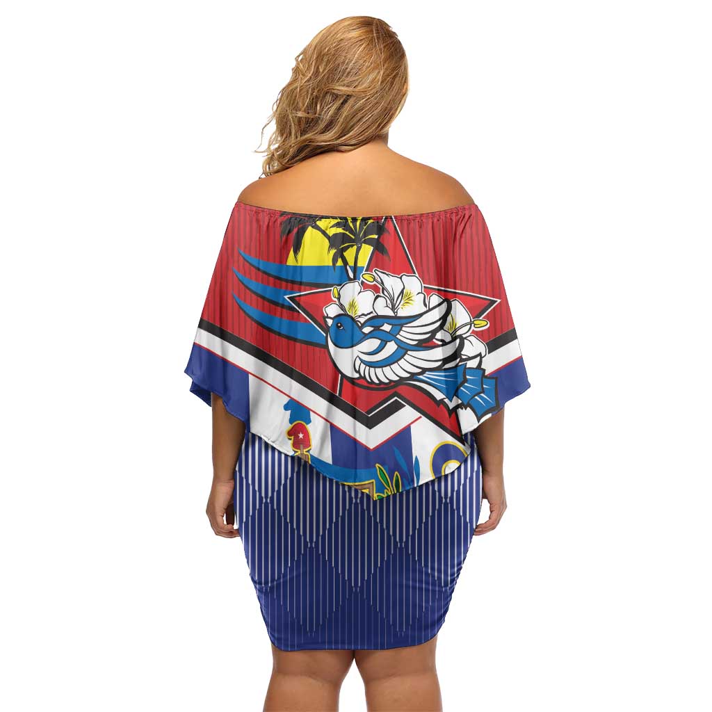 Cuba Independence Day Family Matching Off Shoulder Short Dress and Hawaiian Shirt Cuban Trogon Mix Hedychium Coronarium - Wonder Print Shop