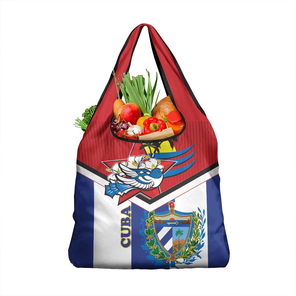 Cuba Independence Day Grocery Bag Cuban Trogon Mix Hedychium Coronarium