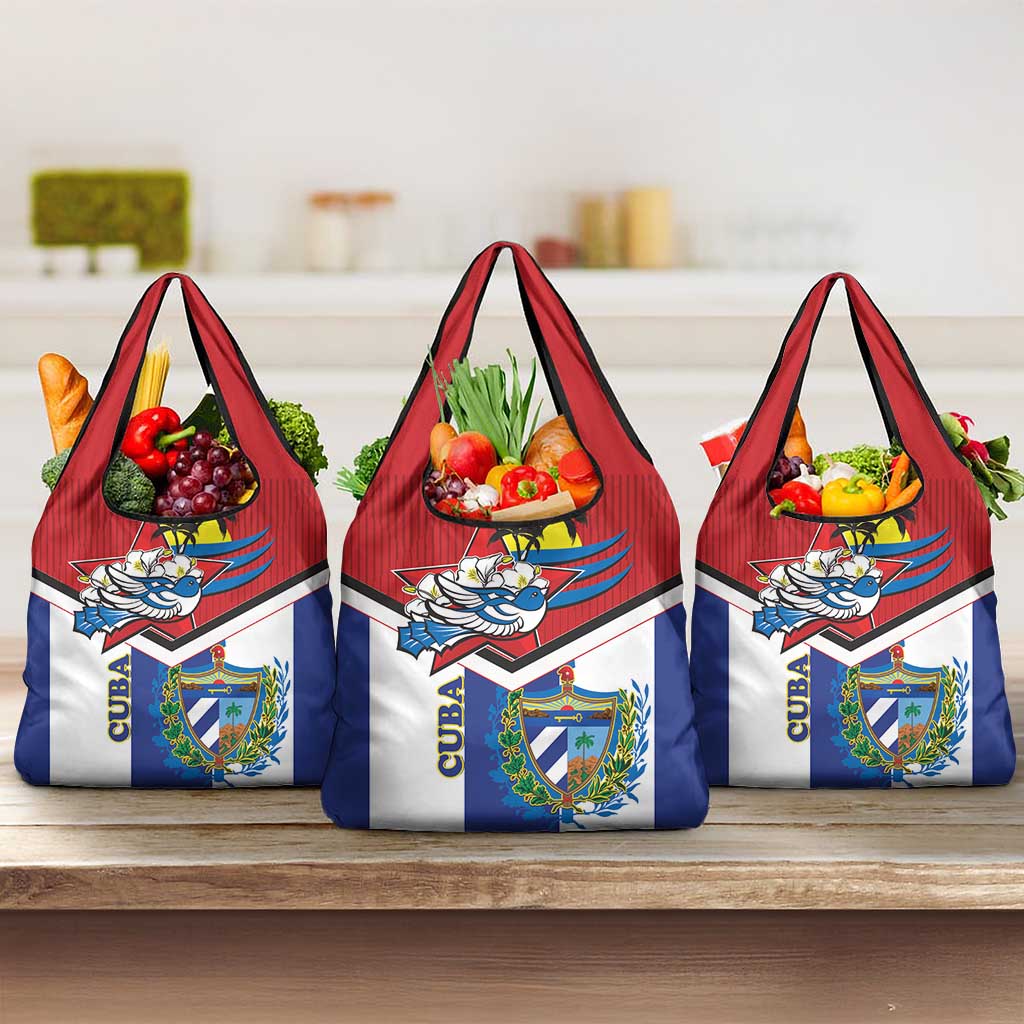 Cuba Independence Day Grocery Bag Cuban Trogon Mix Hedychium Coronarium