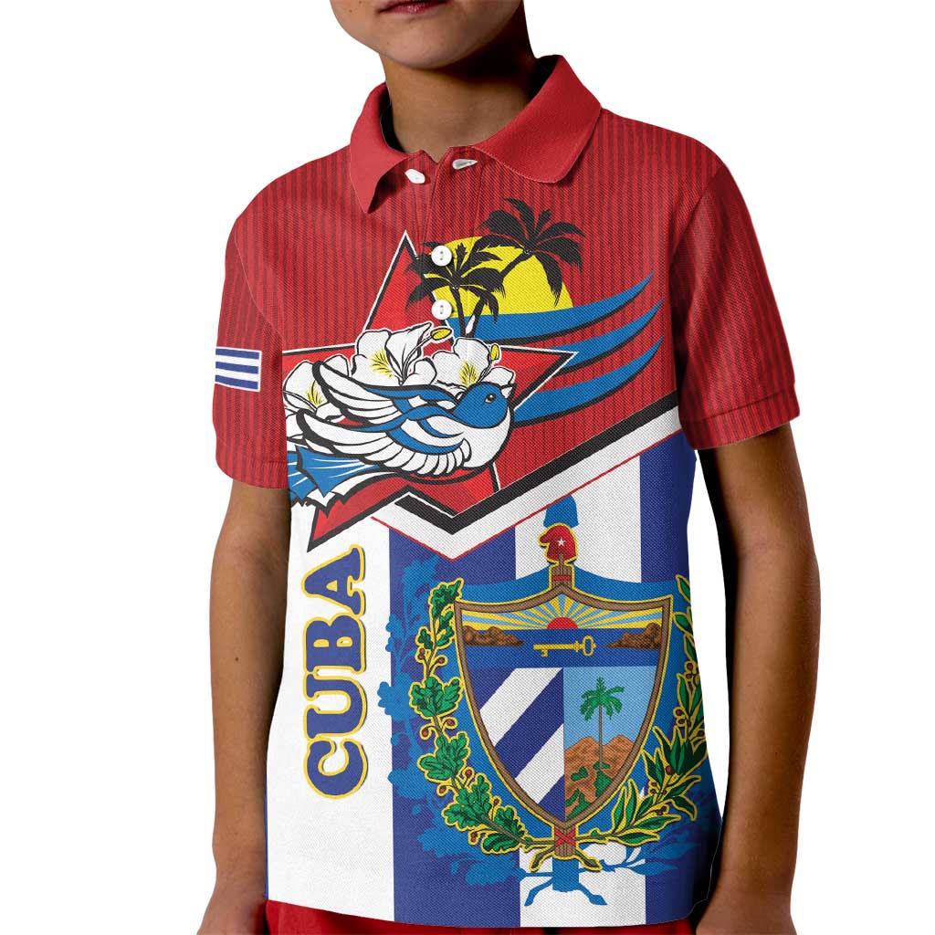Cuba Independence Day Kid Polo Shirt Cuban Trogon Mix Hedychium Coronarium - Wonder Print Shop