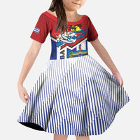 Cuba Independence Day Kid Short Sleeve Dress Cuban Trogon Mix Hedychium Coronarium - Wonder Print Shop