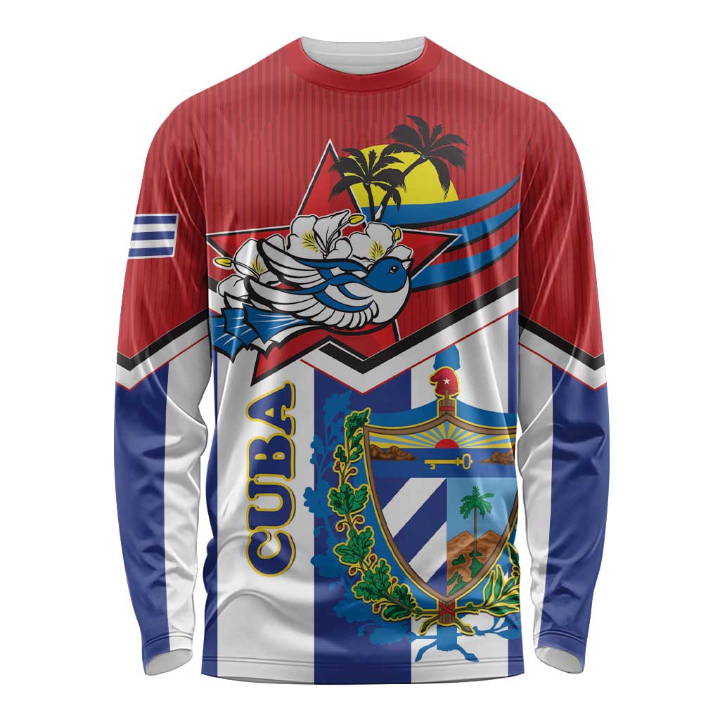 Cuba Independence Day Long Sleeve Shirt Cuban Trogon Mix Hedychium Coronarium - Wonder Print Shop
