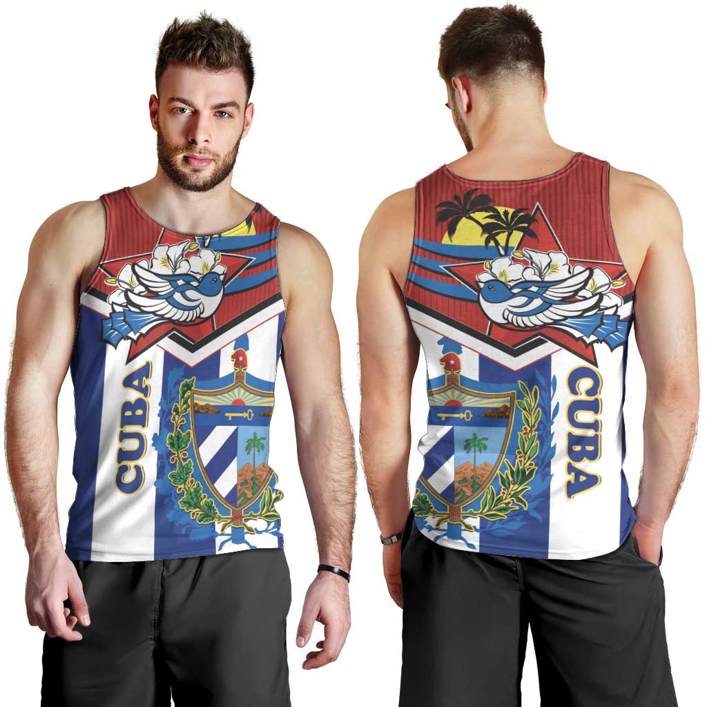Cuba Independence Day Men Tank Top Cuban Trogon Mix Hedychium Coronarium - Wonder Print Shop