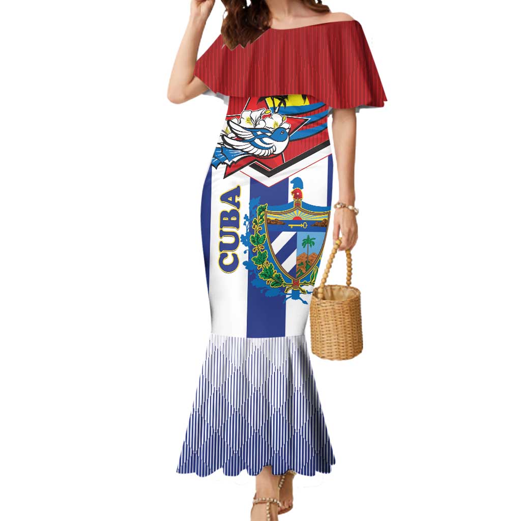 Cuba Independence Day Mermaid Dress Cuban Trogon Mix Hedychium Coronarium - Wonder Print Shop