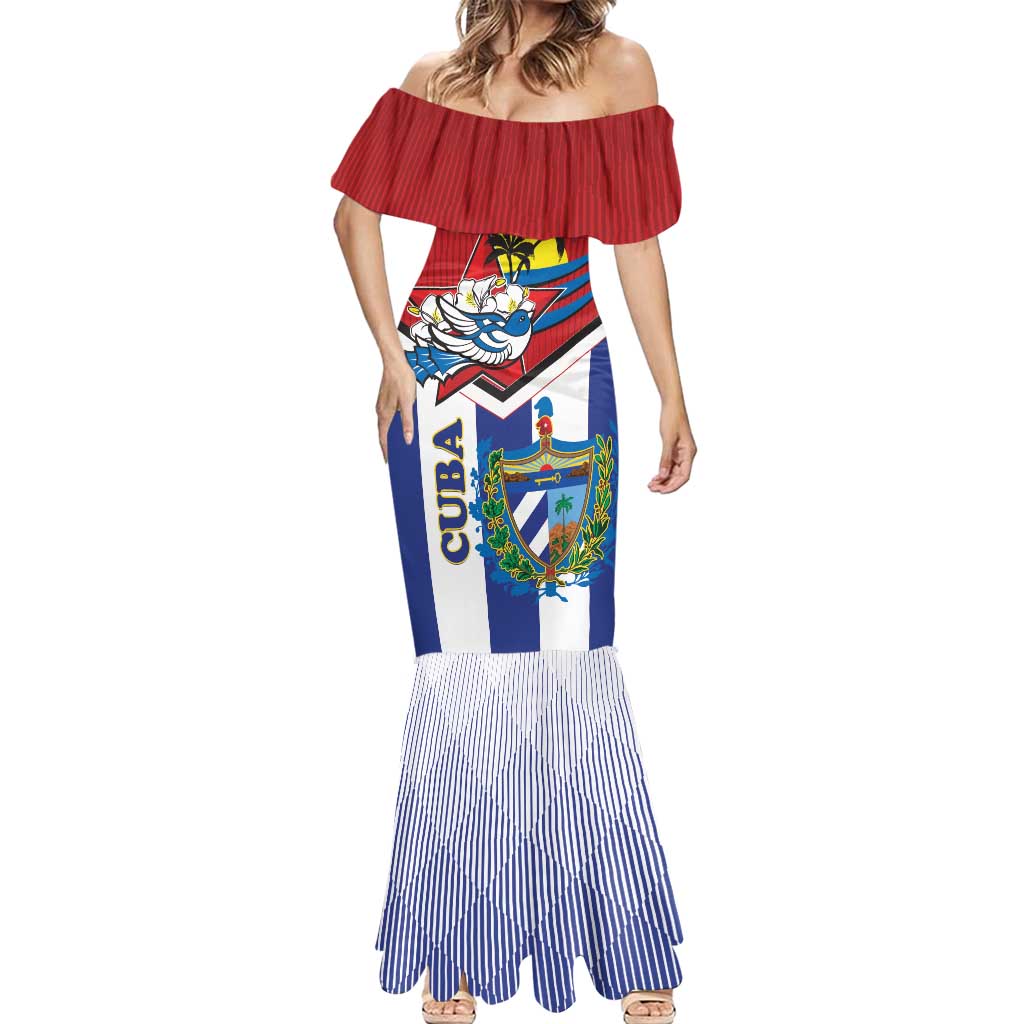 Cuba Independence Day Mermaid Dress Cuban Trogon Mix Hedychium Coronarium - Wonder Print Shop