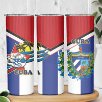 Cuba Independence Day Skinny Tumbler Cuban Trogon Mix Hedychium Coronarium - Coat Of Arms Style - Wonder Print Shop