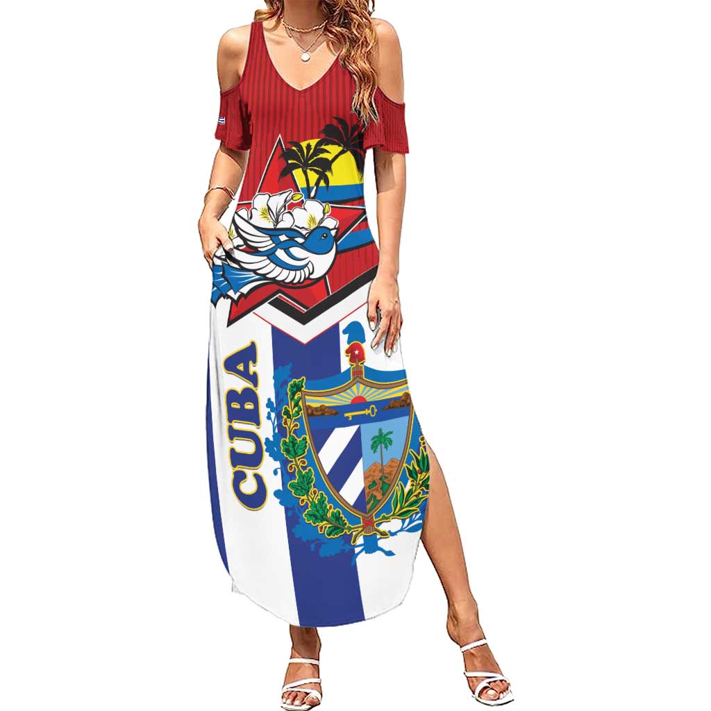 Cuba Independence Day Summer Maxi Dress Cuban Trogon Mix Hedychium Coronarium - Wonder Print Shop