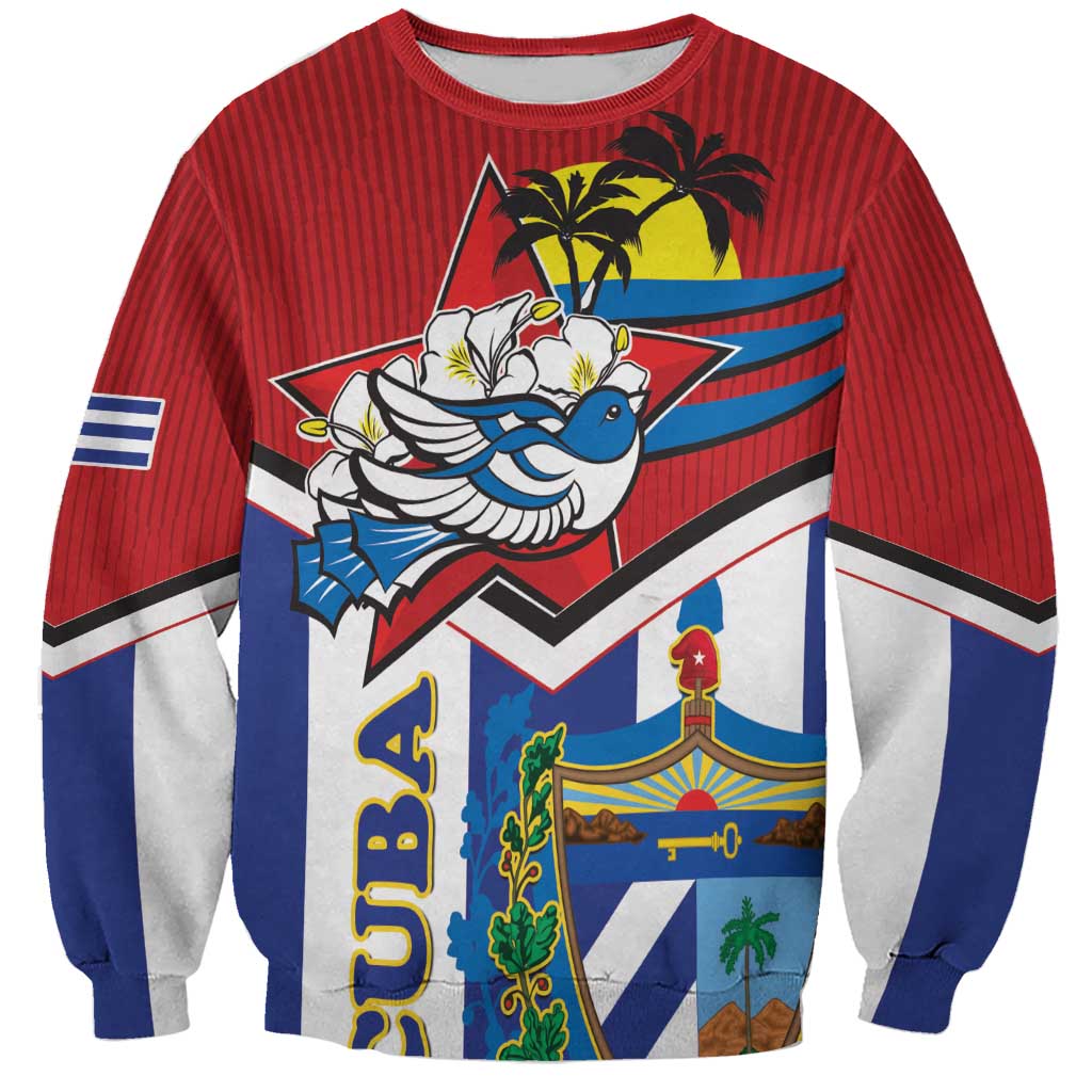 Cuba Independence Day Sweatshirt Cuban Trogon Mix Hedychium Coronarium - Wonder Print Shop