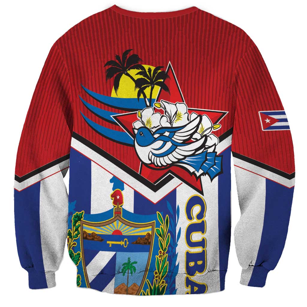Cuba Independence Day Sweatshirt Cuban Trogon Mix Hedychium Coronarium - Wonder Print Shop