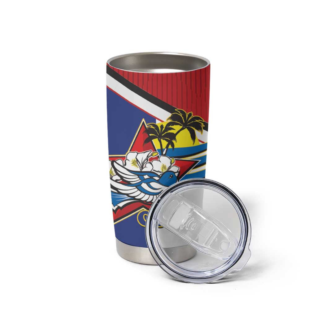 Cuba Independence Day Tumbler Cup Cuban Trogon Mix Hedychium Coronarium - Coat Of Arms Style - Wonder Print Shop