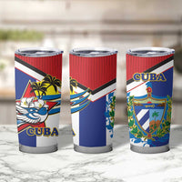 Cuba Independence Day Tumbler Cup Cuban Trogon Mix Hedychium Coronarium - Coat Of Arms Style - Wonder Print Shop