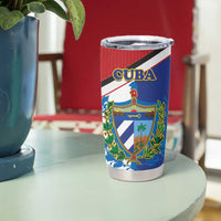 Cuba Independence Day Tumbler Cup Cuban Trogon Mix Hedychium Coronarium - Coat Of Arms Style - Wonder Print Shop