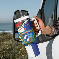 Cuba Independence Day Tumbler With Handle Cuban Trogon Mix Hedychium Coronarium - Coat Of Arms Style - Wonder Print Shop