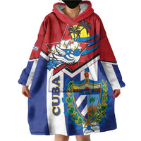 Cuba Independence Day Wearable Blanket Hoodie Cuban Trogon Mix Hedychium Coronarium - Wonder Print Shop