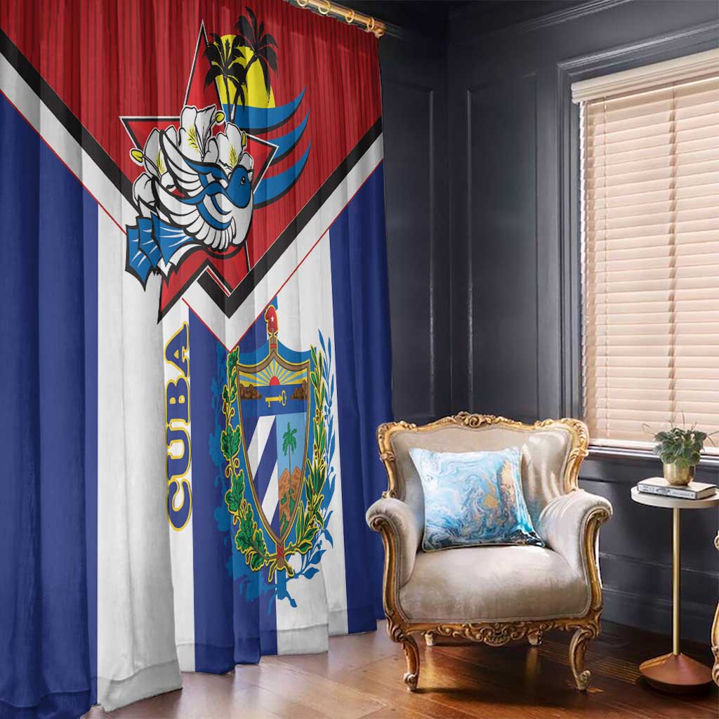 Cuba Independence Day Window Curtain Cuban Trogon Mix Hedychium Coronarium - Wonder Print Shop