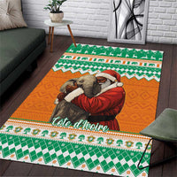 Ivory Coast Christmas Area Rug Black Santa With Forest Elephant - Wonder Print Shop