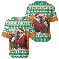 Ivory Coast Christmas Baseball Jersey Black Santa With Forest Elephant - Wonder Print Shop