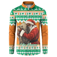 Ivory Coast Christmas Button Sweatshirt Black Santa With Forest Elephant - Wonder Print Shop
