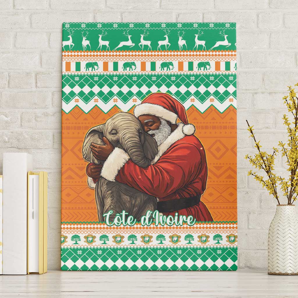 Ivory Coast Christmas Canvas Wall Art Black Santa With Forest Elephant - Wonder Print Shop
