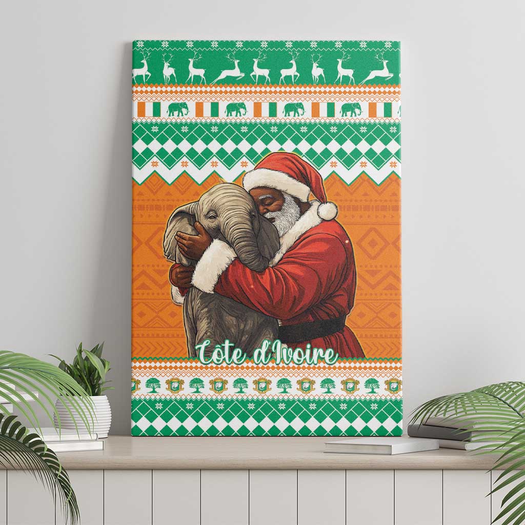 Ivory Coast Christmas Canvas Wall Art Black Santa With Forest Elephant - Wonder Print Shop