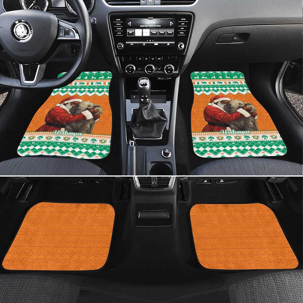 Ivory Coast Christmas Car Mats Black Santa With Forest Elephant - Wonder Print Shop