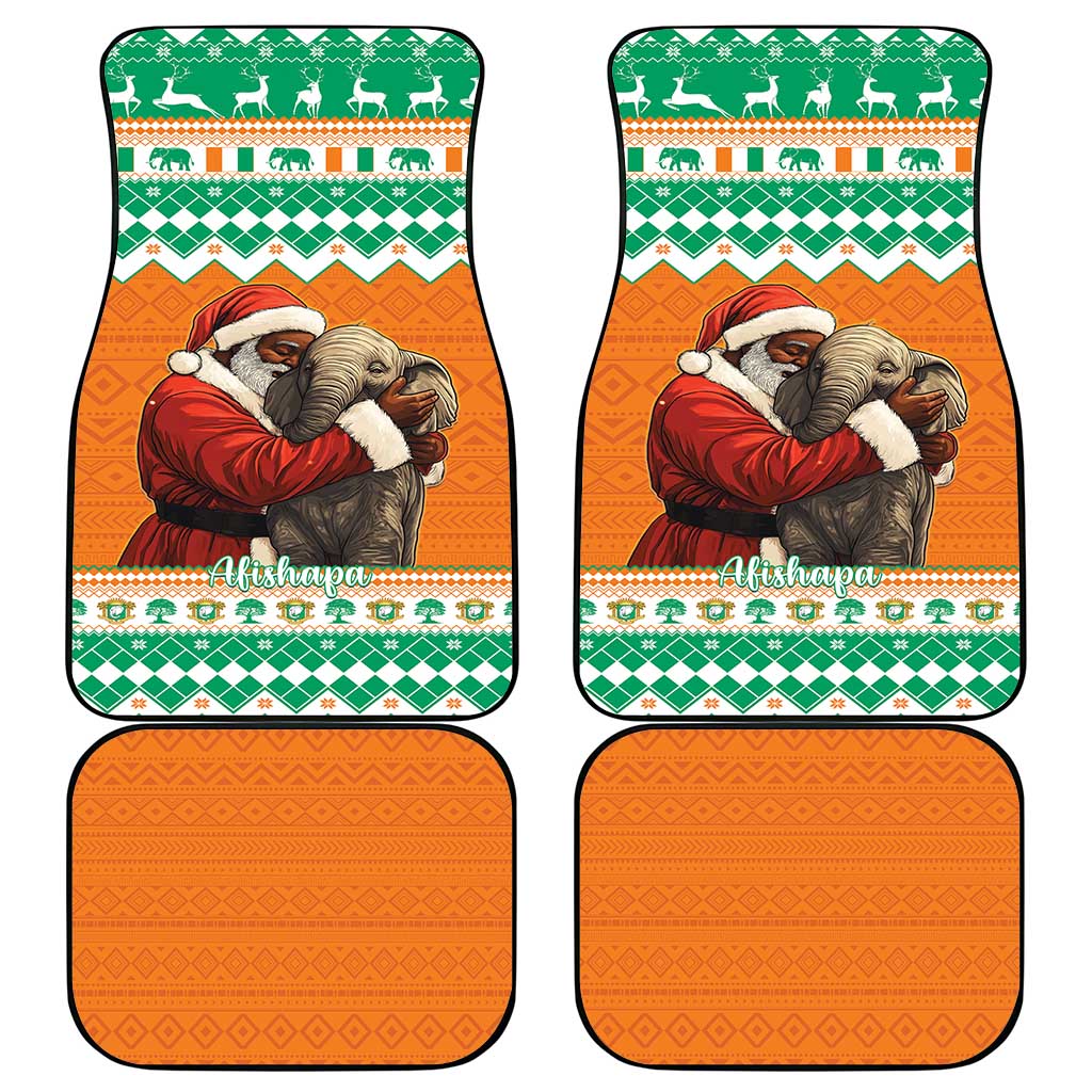 Ivory Coast Christmas Car Mats Black Santa With Forest Elephant - Wonder Print Shop