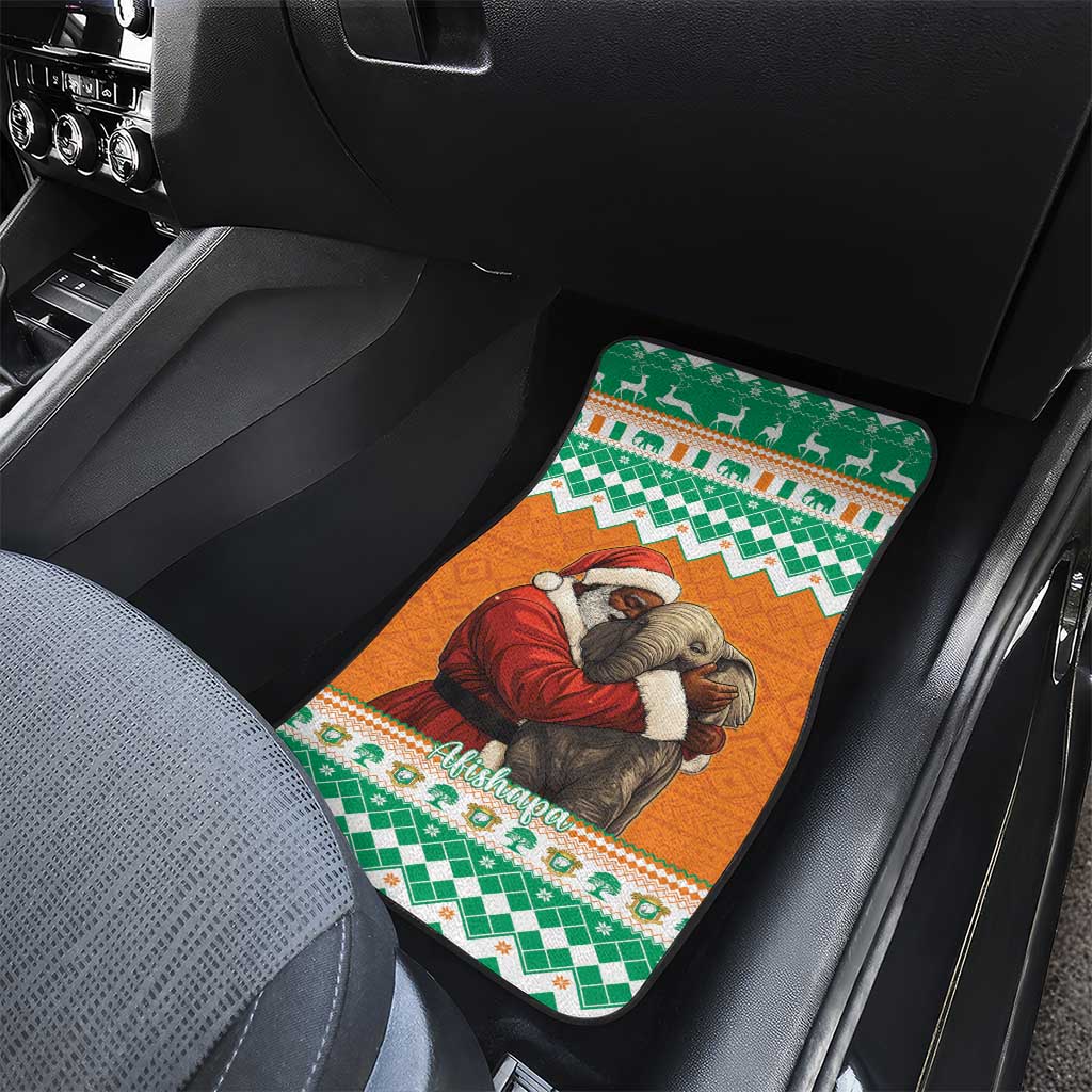 Ivory Coast Christmas Car Mats Black Santa With Forest Elephant - Wonder Print Shop