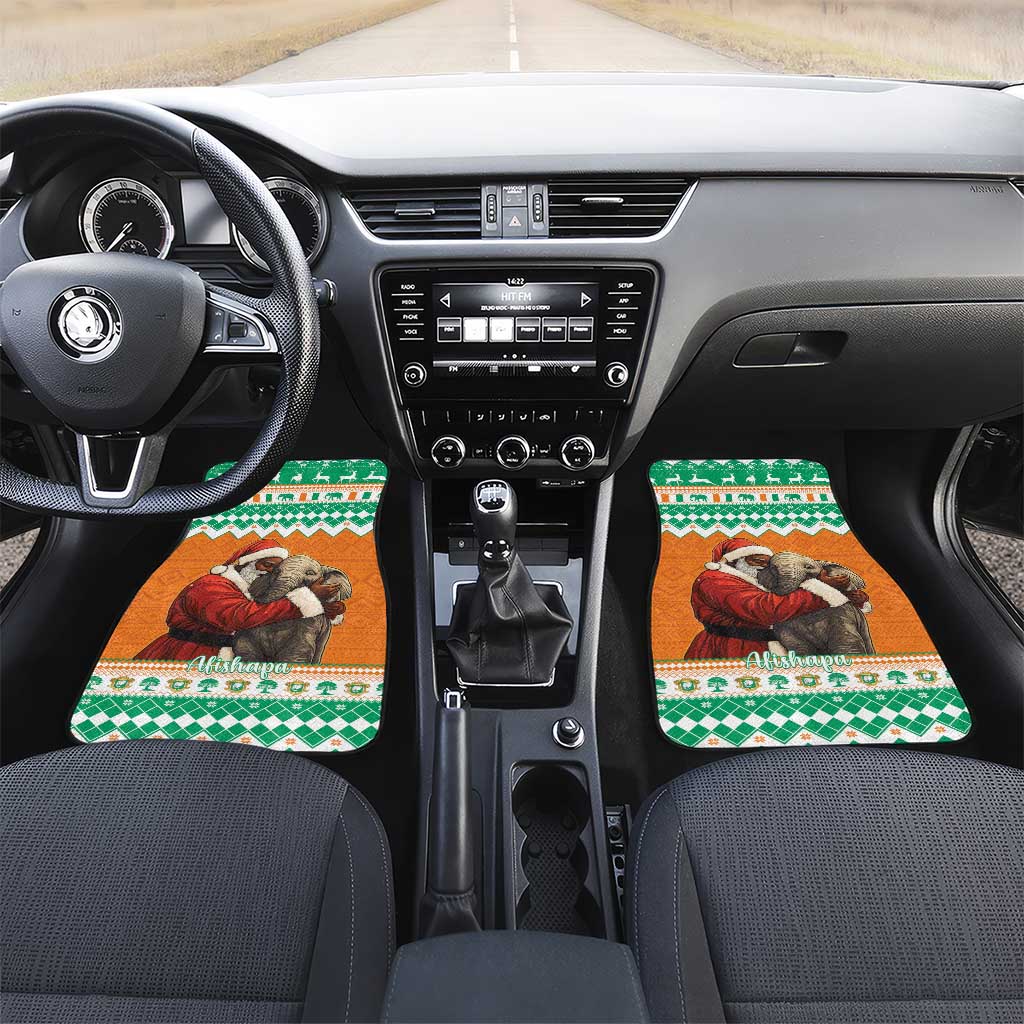 Ivory Coast Christmas Car Mats Black Santa With Forest Elephant - Wonder Print Shop