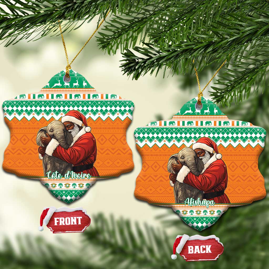 Ivory Coast Christmas Ceramic Ornament Black Santa With Forest Elephant - Wonder Print Shop