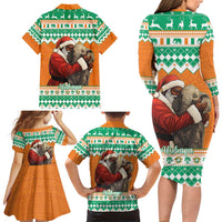 Ivory Coast Christmas Family Matching Long Sleeve Bodycon Dress and Hawaiian Shirt Black Santa With Forest Elephant - Wonder Print Shop