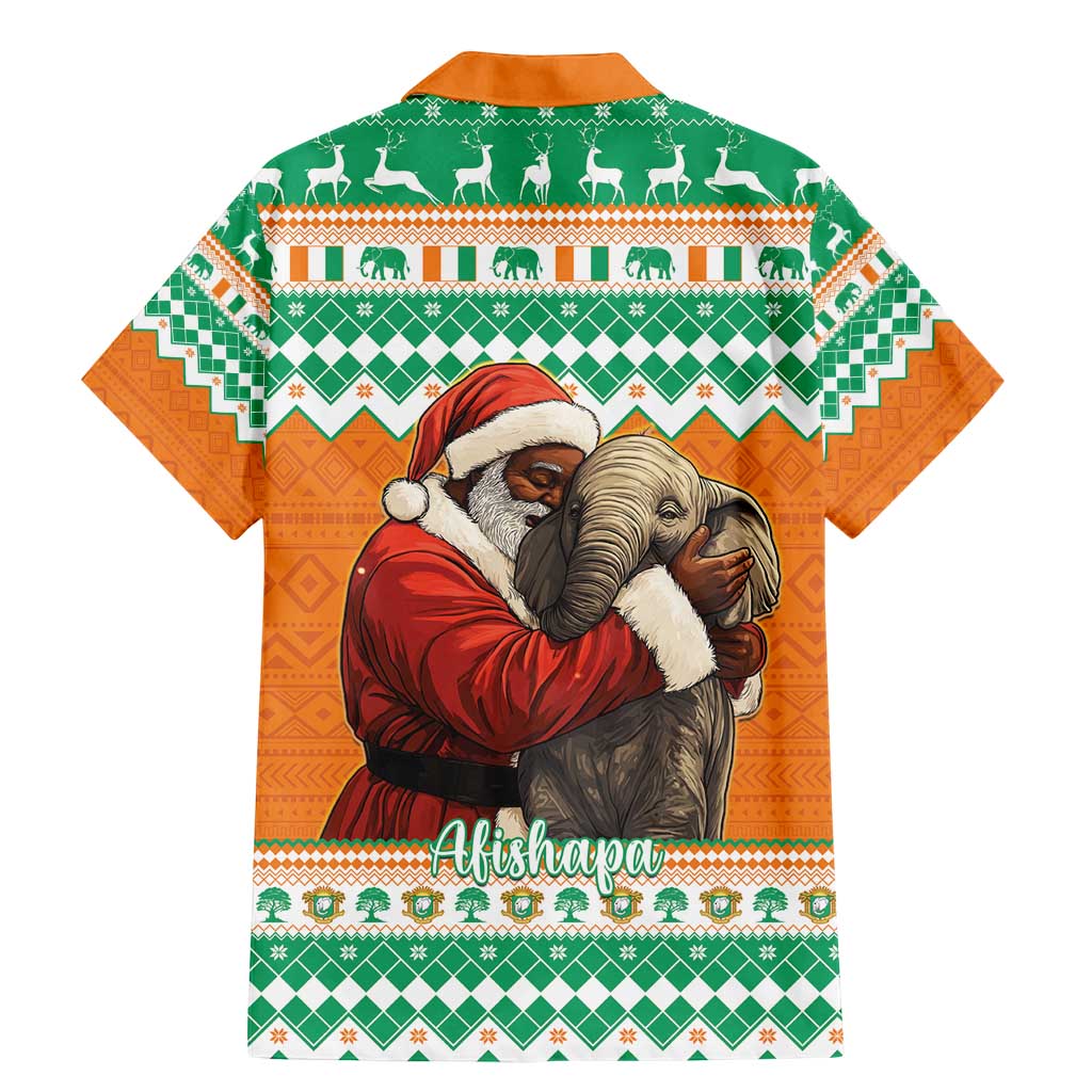 Ivory Coast Christmas Family Matching Mermaid Dress and Hawaiian Shirt Black Santa With Forest Elephant - Wonder Print Shop