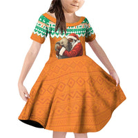 Ivory Coast Christmas Family Matching Off Shoulder Short Dress and Hawaiian Shirt Black Santa With Forest Elephant - Wonder Print Shop