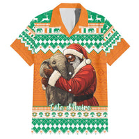Ivory Coast Christmas Family Matching Short Sleeve Bodycon Dress and Hawaiian Shirt Black Santa With Forest Elephant - Wonder Print Shop