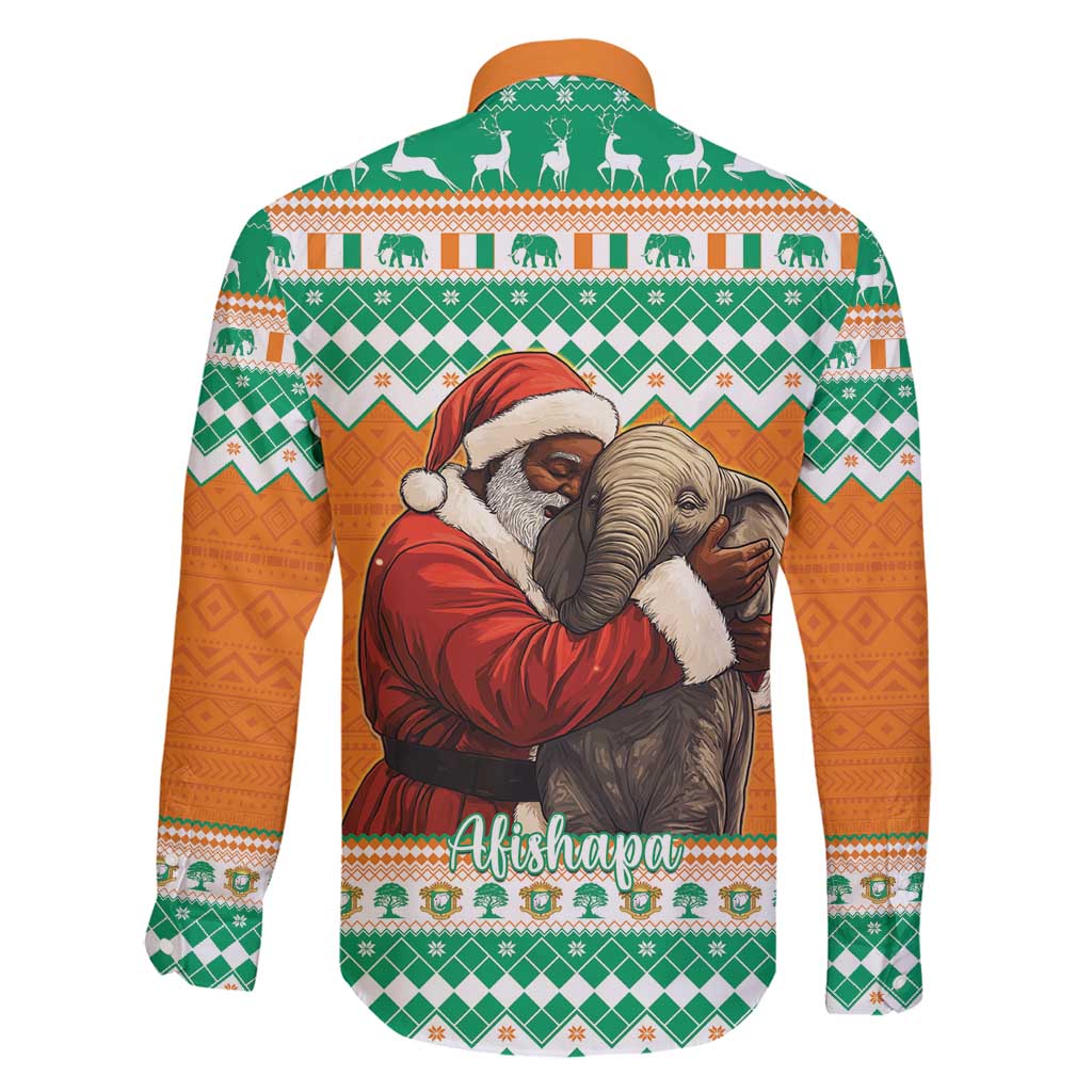 Ivory Coast Christmas Family Matching Summer Maxi Dress and Hawaiian Shirt Black Santa With Forest Elephant - Wonder Print Shop
