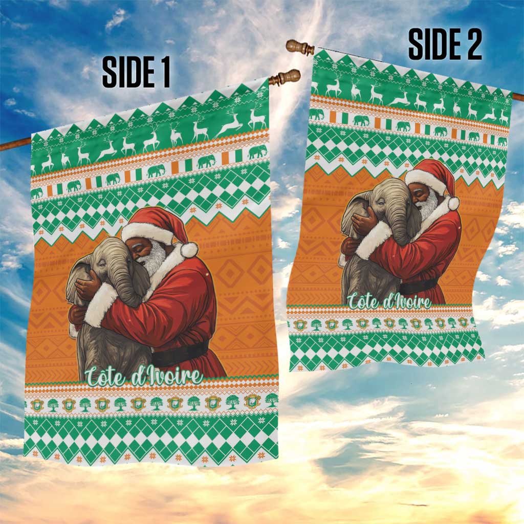 Ivory Coast Christmas Garden Flag Black Santa With Forest Elephant - Wonder Print Shop