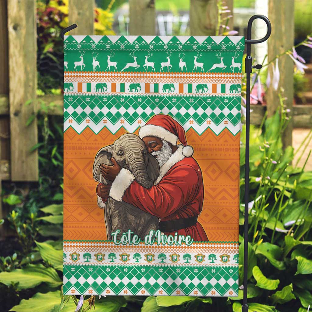Ivory Coast Christmas Garden Flag Black Santa With Forest Elephant - Wonder Print Shop