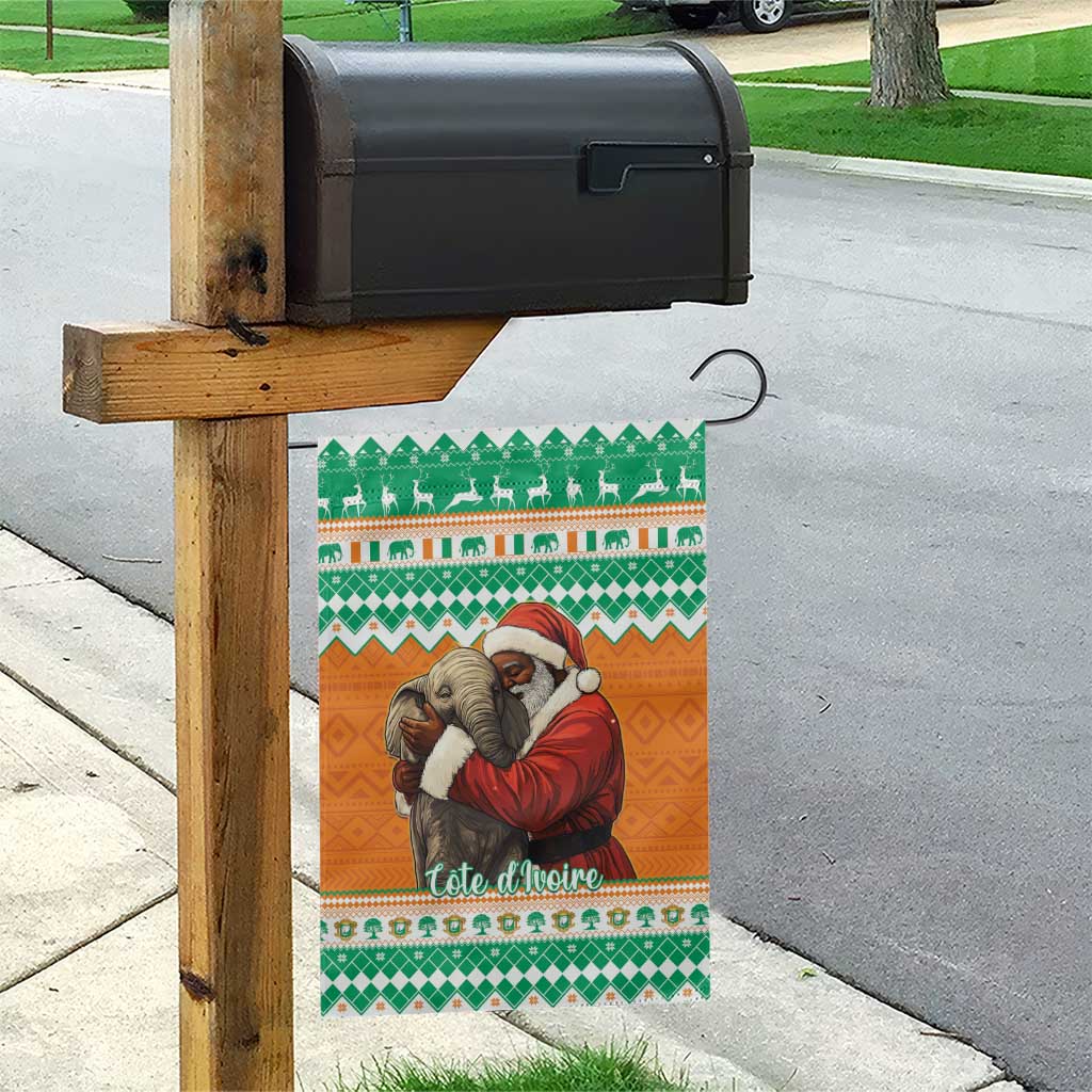 Ivory Coast Christmas Garden Flag Black Santa With Forest Elephant - Wonder Print Shop