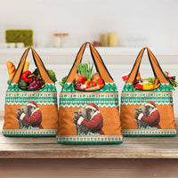 Ivory Coast Christmas Grocery Bag Black Santa With Forest Elephant