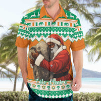 Ivory Coast Christmas Hawaiian Shirt Black Santa With Forest Elephant - Wonder Print Shop
