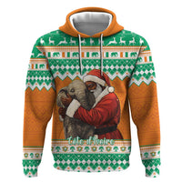 Ivory Coast Christmas Hoodie Black Santa With Forest Elephant - Wonder Print Shop