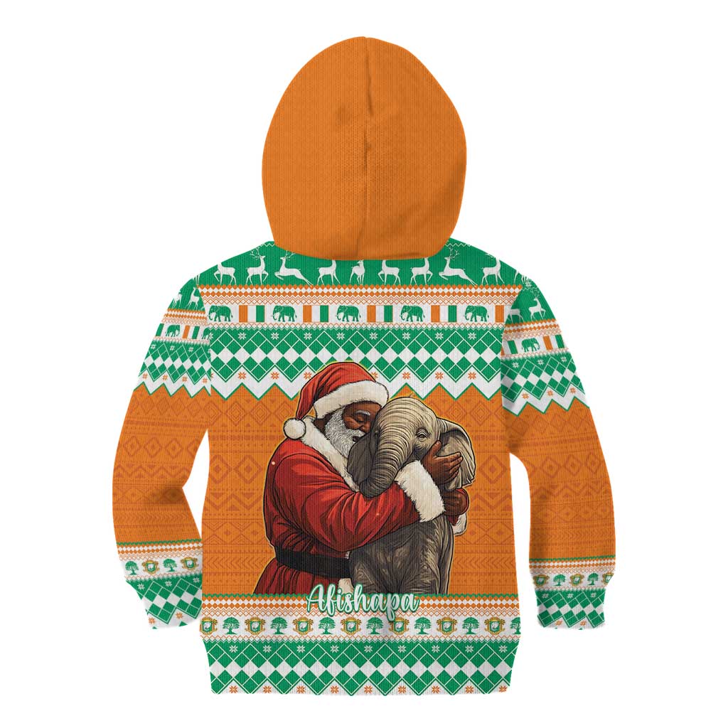 Ivory Coast Christmas Kid Hoodie Black Santa With Forest Elephant - Wonder Print Shop