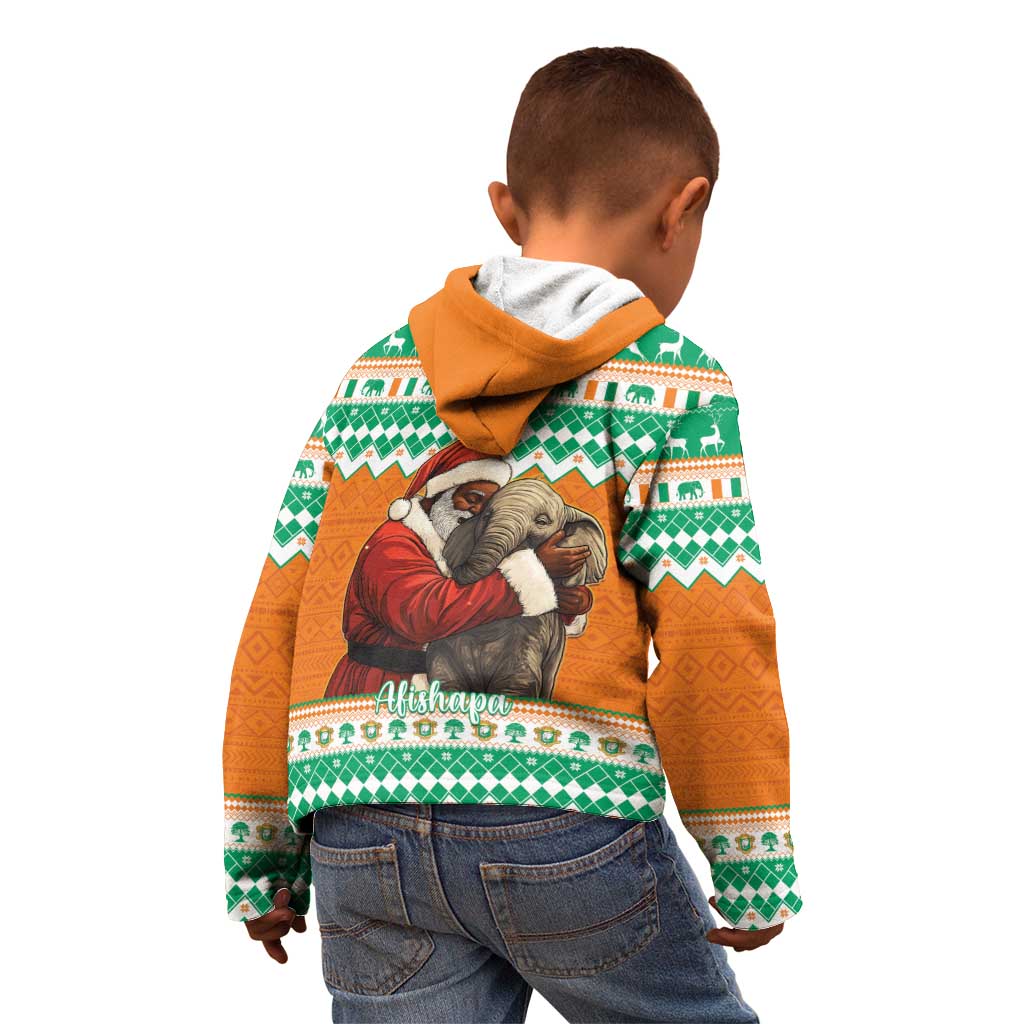 Ivory Coast Christmas Kid Hoodie Black Santa With Forest Elephant - Wonder Print Shop