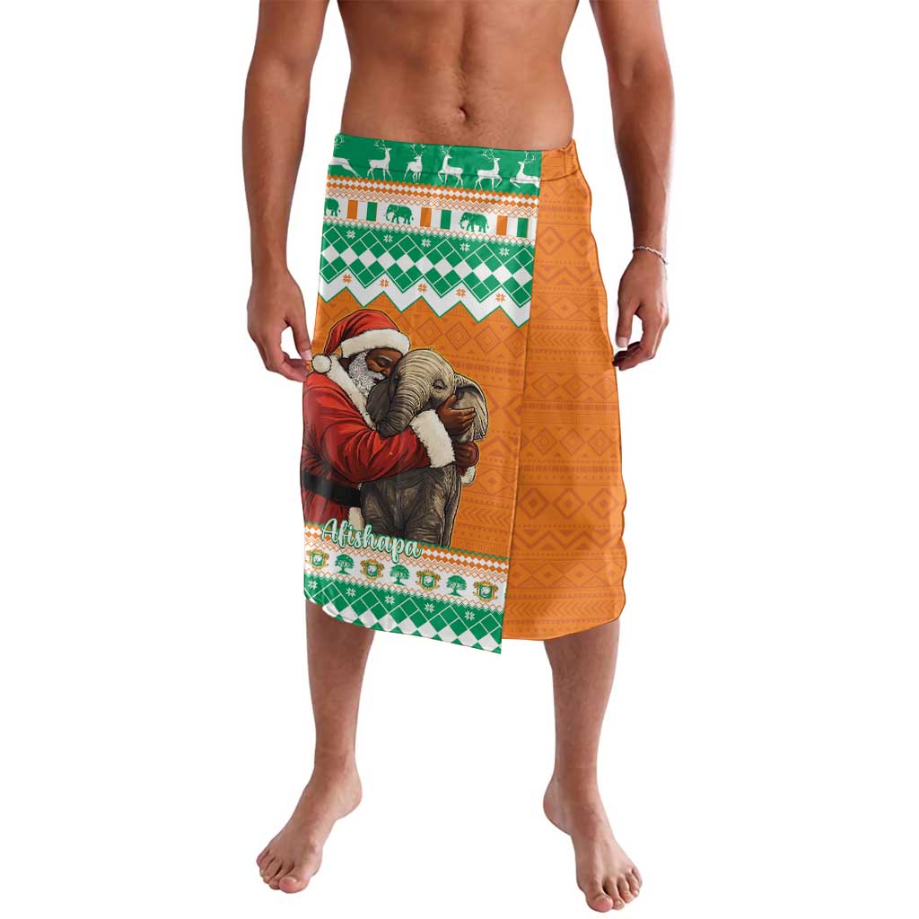 Ivory Coast Christmas Lavalava Black Santa With Forest Elephant - Wonder Print Shop