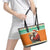 Ivory Coast Christmas Leather Tote Bag Black Santa With Forest Elephant - Wonder Print Shop