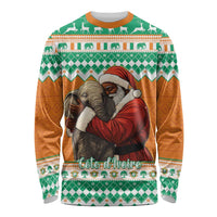 Ivory Coast Christmas Long Sleeve Shirt Black Santa With Forest Elephant - Wonder Print Shop