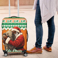 Ivory Coast Christmas Luggage Cover Black Santa With Forest Elephant - Wonder Print Shop